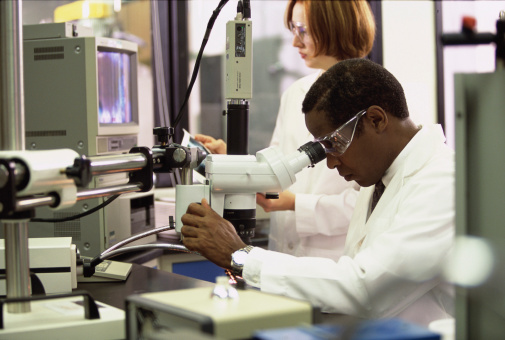 Researchers working in a laboratory