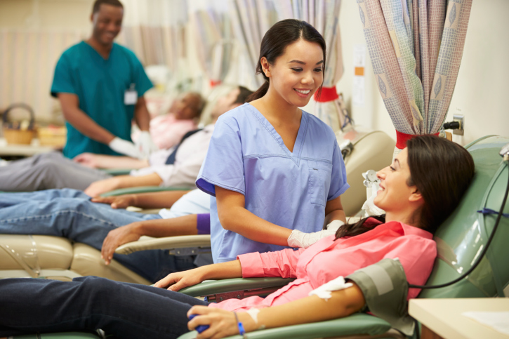 Blood Donors Making Donation In Hospital