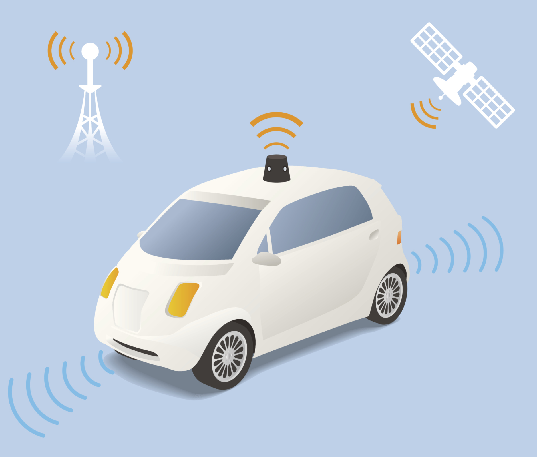 Driverless Car (autonomous vehicle) Image Illustration, vector