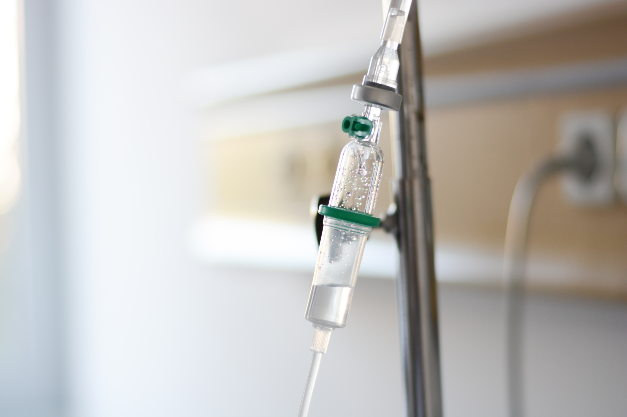 Intravenous drip or Perfusion recipient administrated in a hospital room